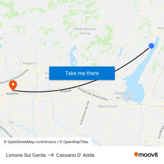 Limone Sul Garda to Cassano D' Adda map