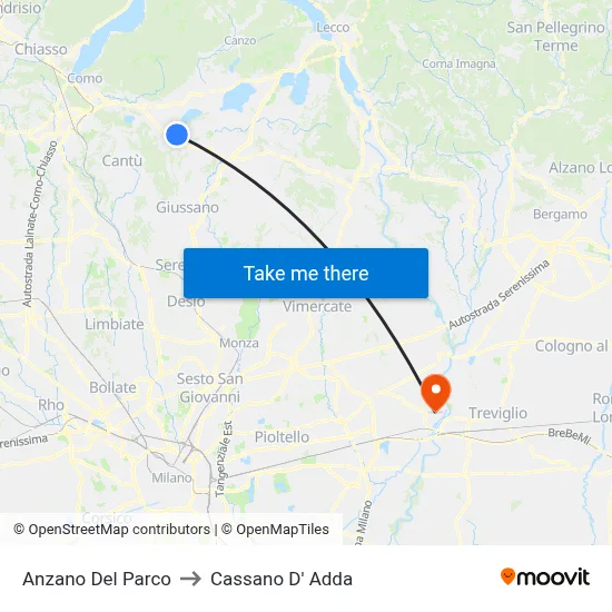 Anzano Del Parco to Cassano D'Adda map