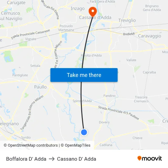 Boffalora D'Adda to Cassano D'Adda map