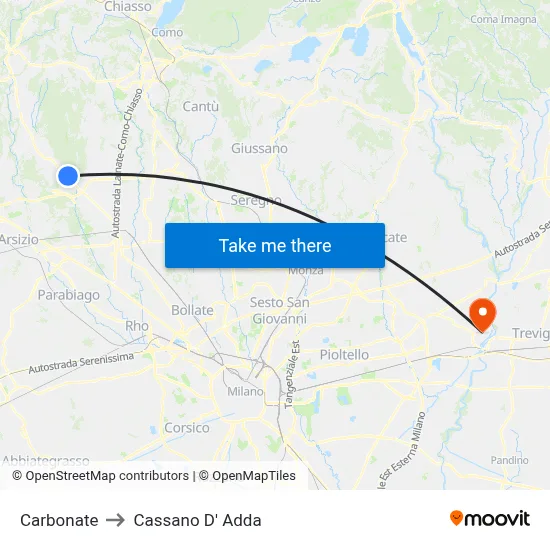 Carbonate to Cassano D' Adda map