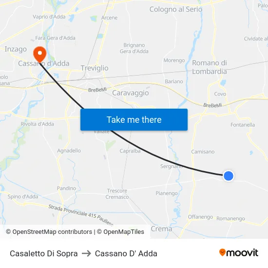 Casaletto Di Sopra to Cassano D' Adda map