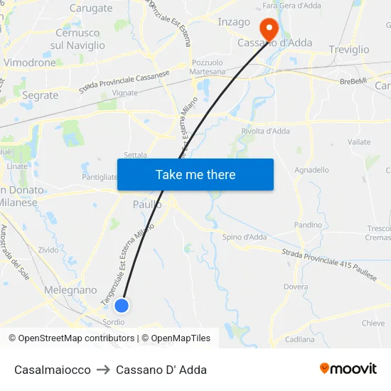 Casalmaiocco to Cassano D'Adda map