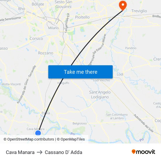Cava Manara to Cassano D' Adda map