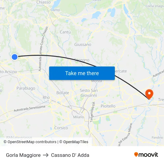 Gorla Maggiore to Cassano D'Adda map