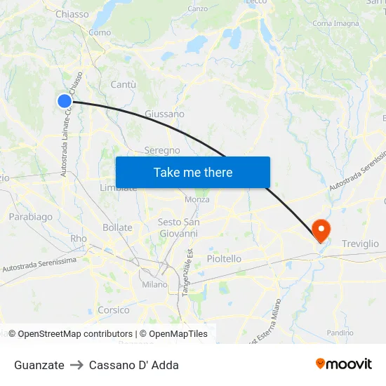 Guanzate to Cassano D'Adda map