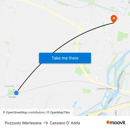 Pozzuolo Martesana to Cassano D' Adda map