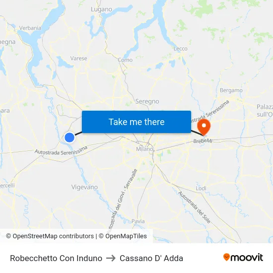 Robecchetto Con Induno to Cassano D'Adda map