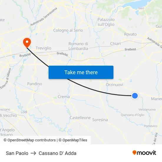 San Paolo to Cassano D'Adda map