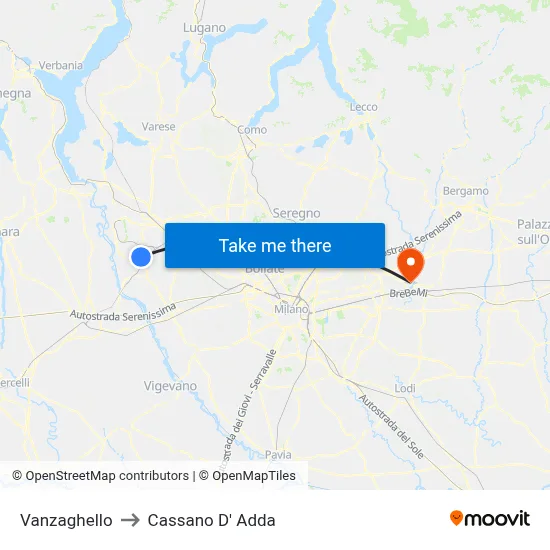Vanzaghello to Cassano D'Adda map