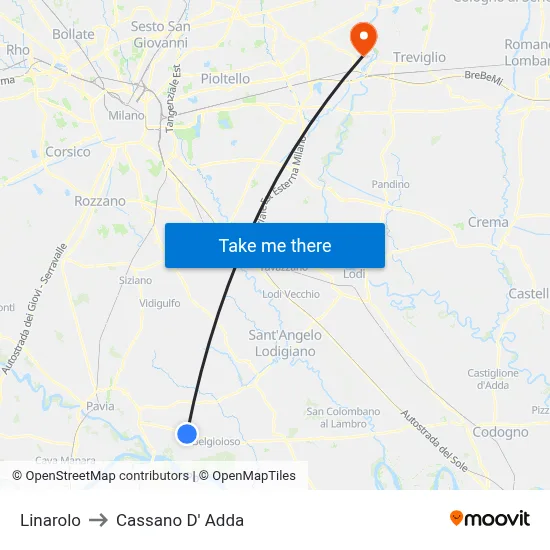 Linarolo to Cassano D'Adda map