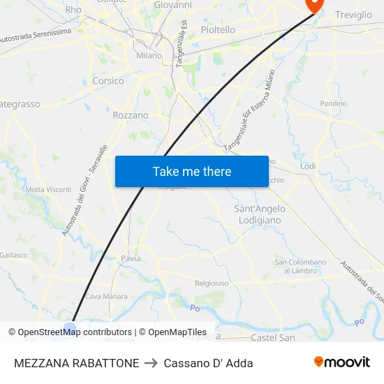 MEZZANA RABATTONE to Cassano D' Adda map