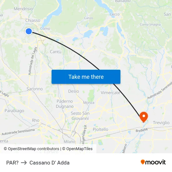 Parre to Cassano D'Adda map