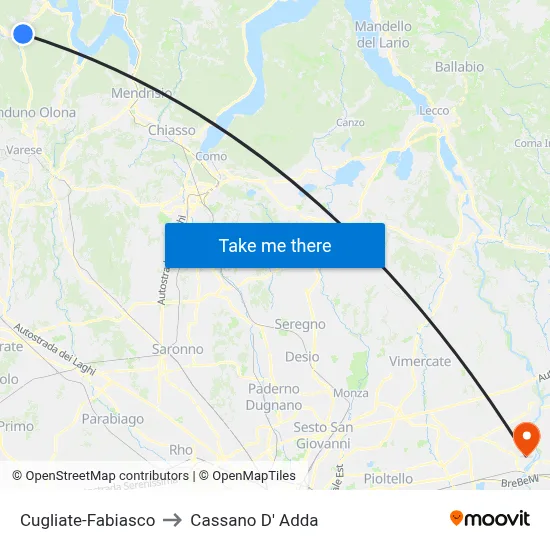 Cugliate-Fabiasco to Cassano D'Adda map