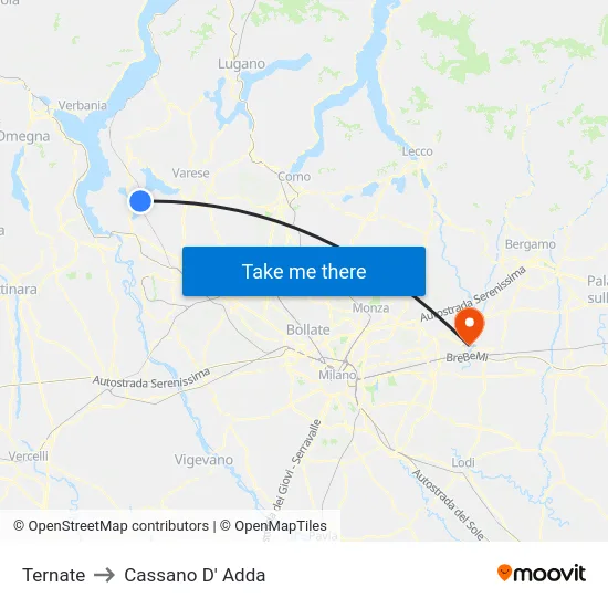 Ternate to Cassano D' Adda map