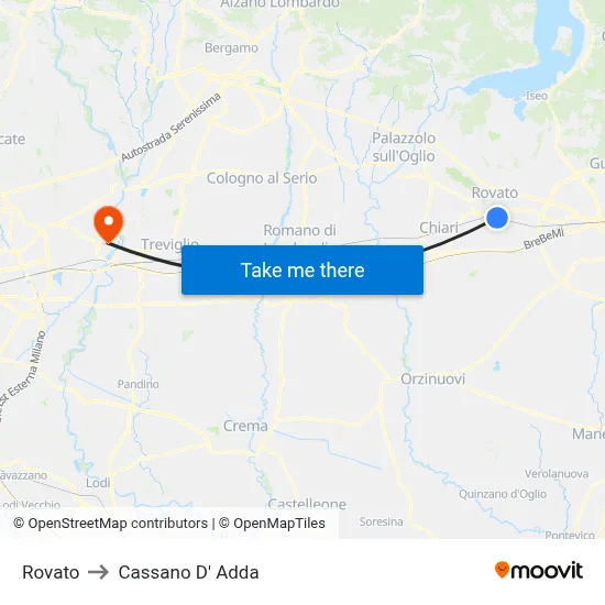 Rovato to Cassano D' Adda map