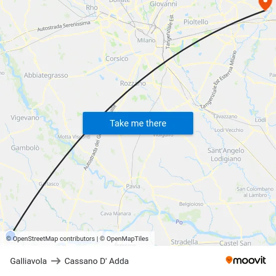 Galliavola to Cassano D'Adda map