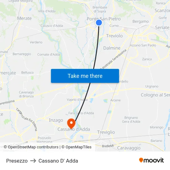 Presezzo to Cassano D' Adda map