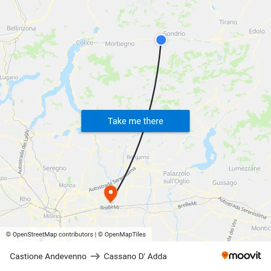Castione Andevenno to Cassano D'Adda map