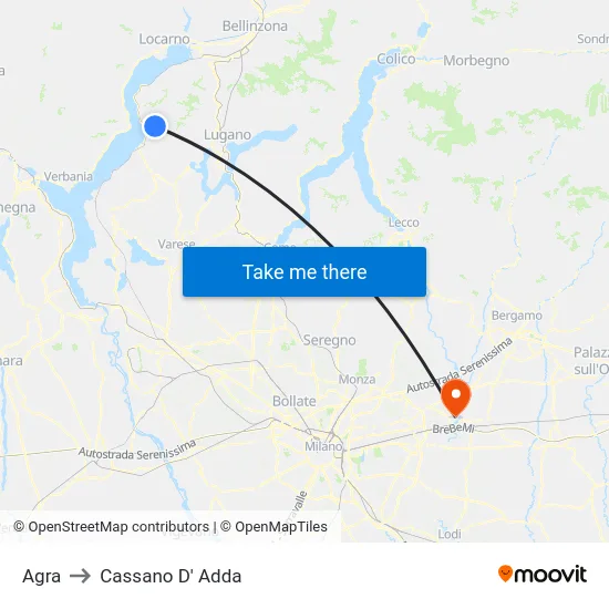 Agra to Cassano D' Adda map