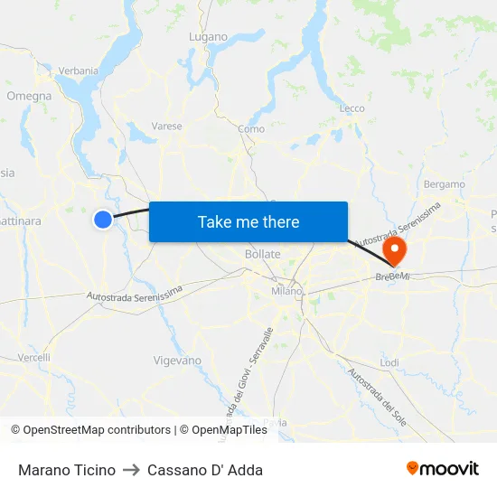 Marano Ticino to Cassano D'Adda map