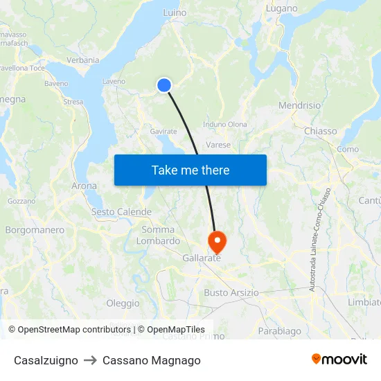Casalzuigno to Cassano Magnago map