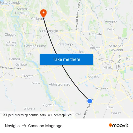 Noviglio to Cassano Magnago map