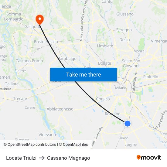 Locate Triulzi to Cassano Magnago map