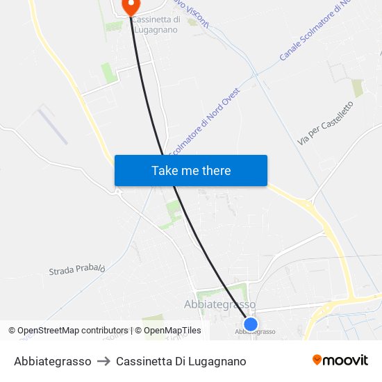 Abbiategrasso to Cassinetta Di Lugagnano map