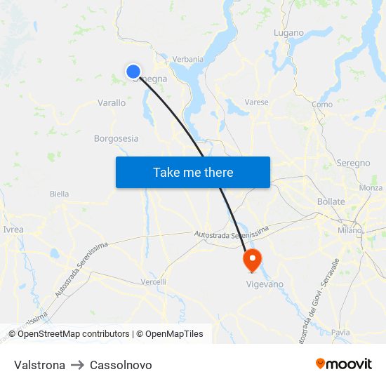 Valstrona to Cassolnovo map