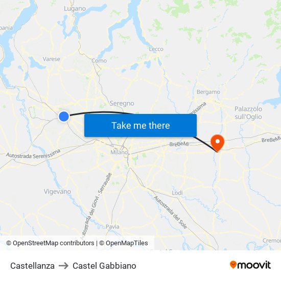 Castellanza to Castel Gabbiano map