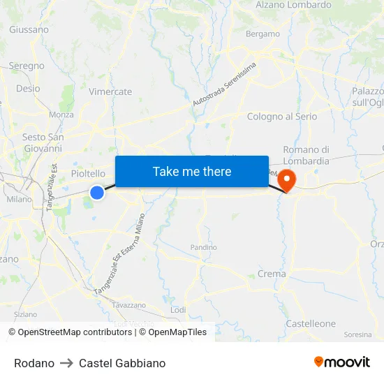 Rodano to Castel Gabbiano map