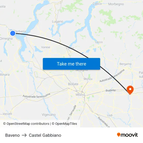 Baveno to Castel Gabbiano map