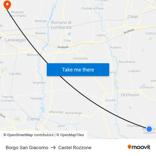 San Giacomo Village to Castel Rozzone map
