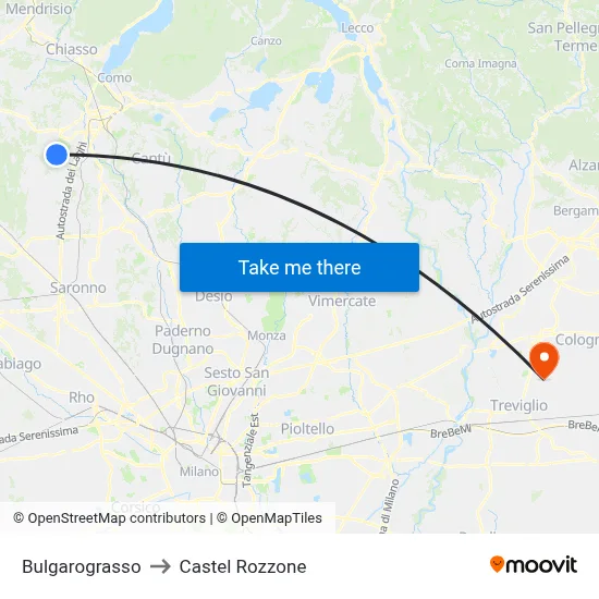 Bulgarograsso to Castel Rozzone map