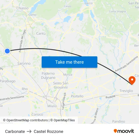 Carbonate to Castel Rozzone map