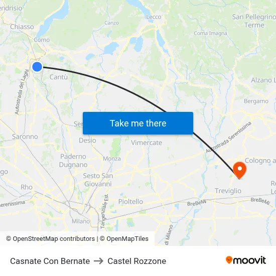 Casnate Con Bernate to Castel Rozzone map