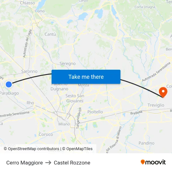 Cerro Maggiore to Castel Rozzone map