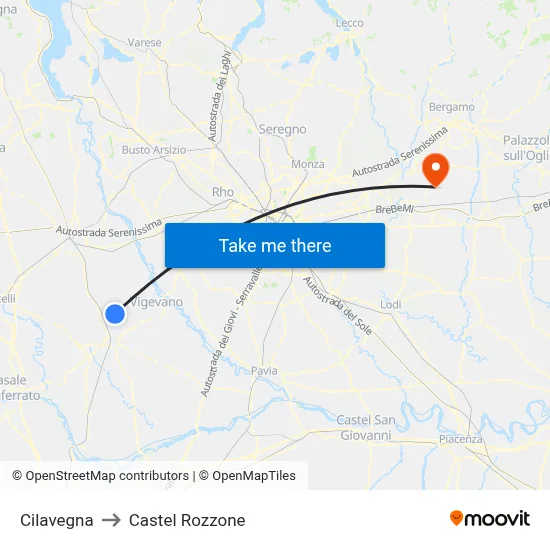 Cilavegna to Castel Rozzone map