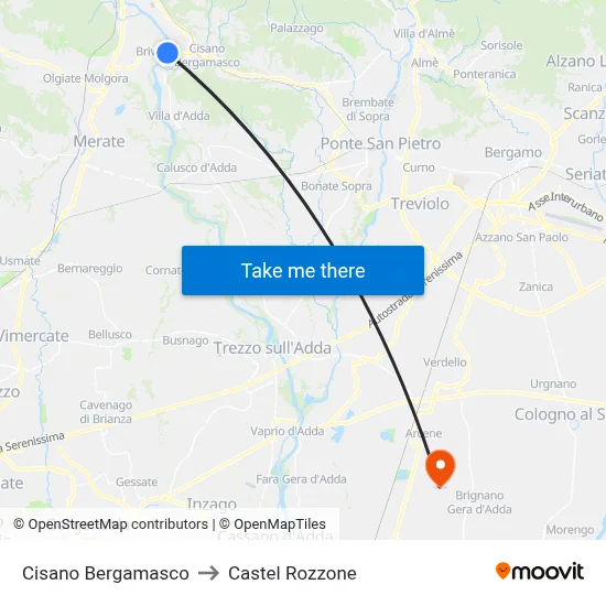 Cisano Bergamasco to Castel Rozzone map