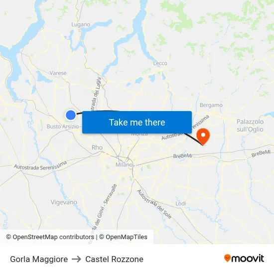 Gorla Maggiore to Castel Rozzone map
