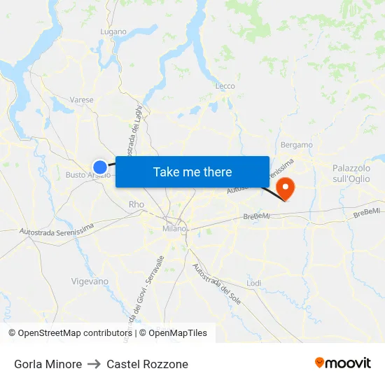 Gorla Minore to Castel Rozzone map