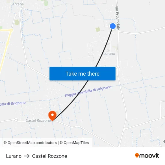 Lurano to Castel Rozzone map
