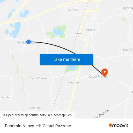 Pontirolo Nuovo to Castel Rozzone map
