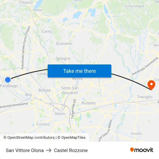 San Vittore Olona to Castel Rozzone map