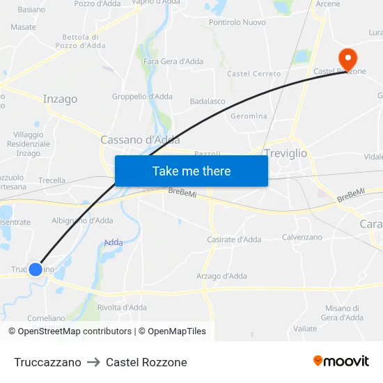 Truccazzano to Castel Rozzone map