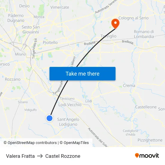 Valera Fratta to Castel Rozzone map