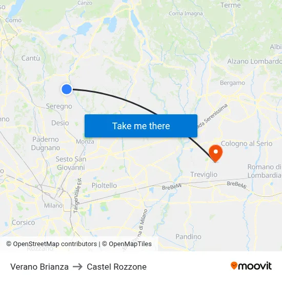 Verano Brianza to Castel Rozzone map