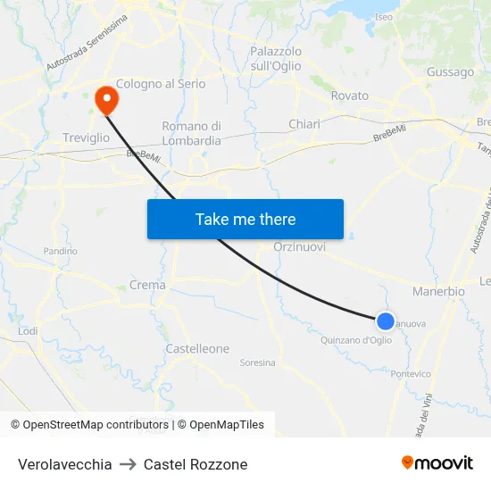 Verolavecchia to Castel Rozzone map