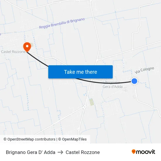 Brignano Gera d'Adda to Castel Rozzone map