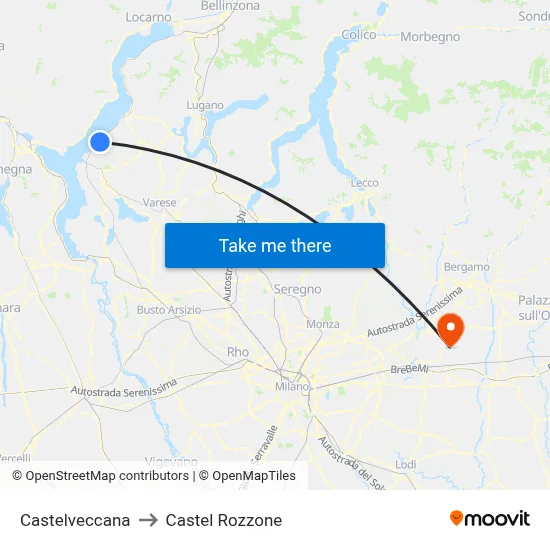 Castelveccana to Castel Rozzone map